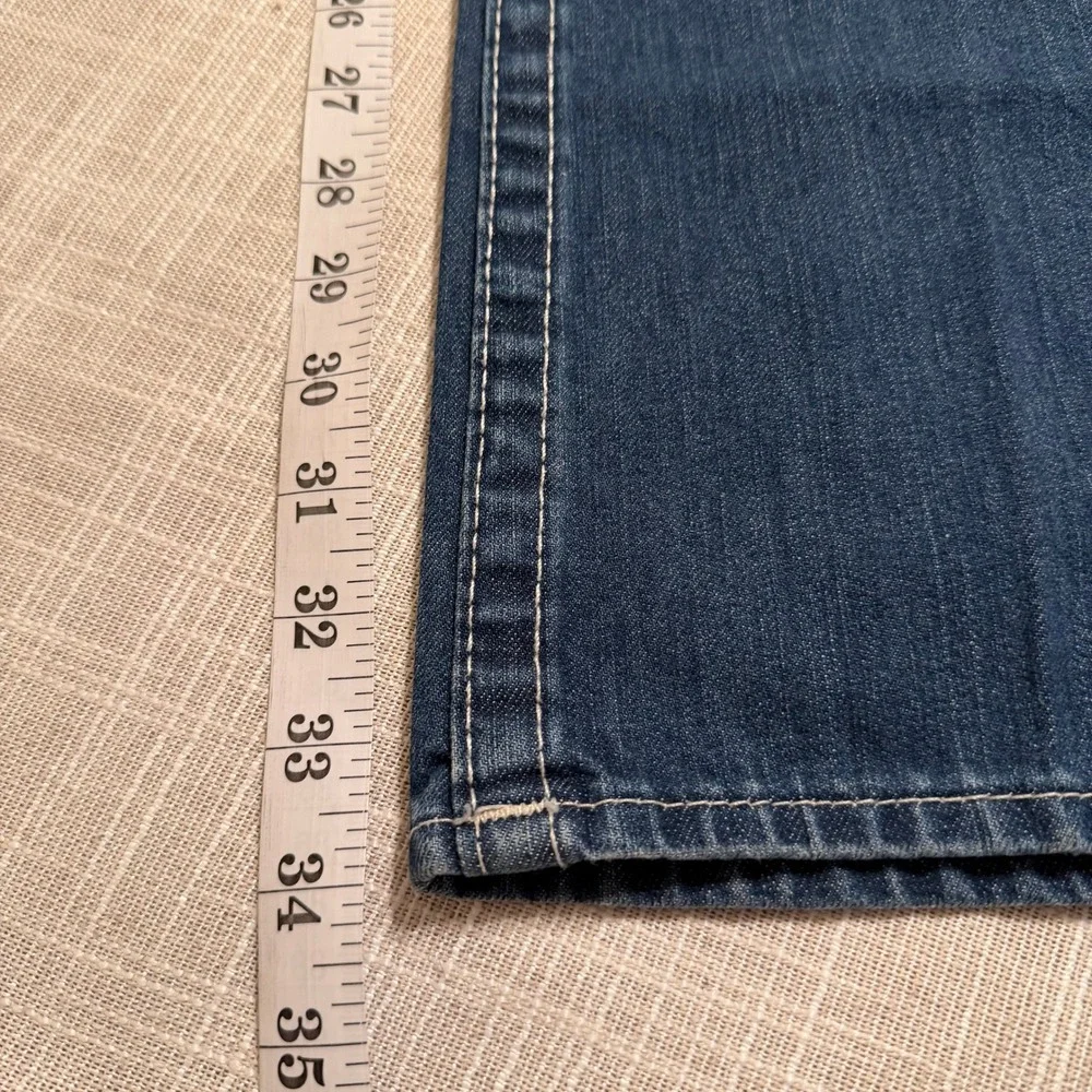 True Religion Mens Section Boot Cut Jeans 38 Blue Thick Stitch Made in USA